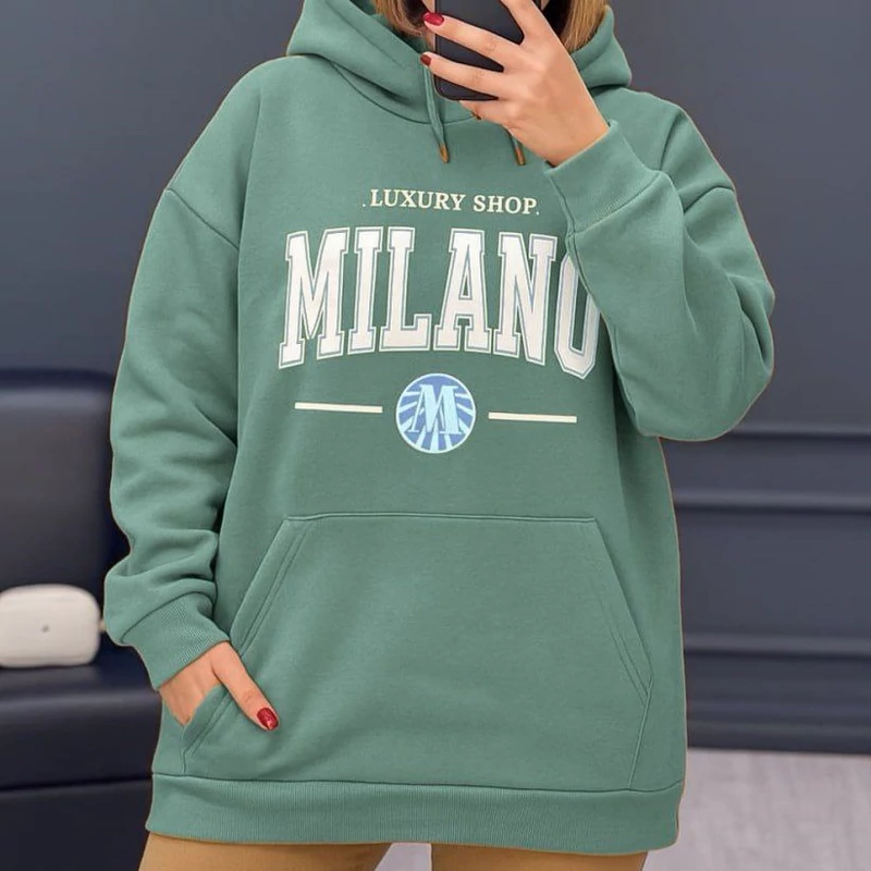 هودی زنانه میلانو جنس پنبه تو کرکی با کیفیت ارسال رایگان