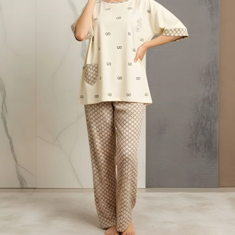 تیشرت و شلوار زنانه گوچی نخ پنبه با کیفیت ست تیشرت شلوار زنانه ارسال رایگان